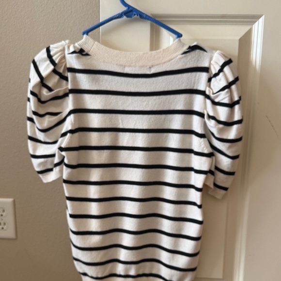 Amazon Essentials Black and White Striped Puff Sleeve Top - Picture 2 of 2